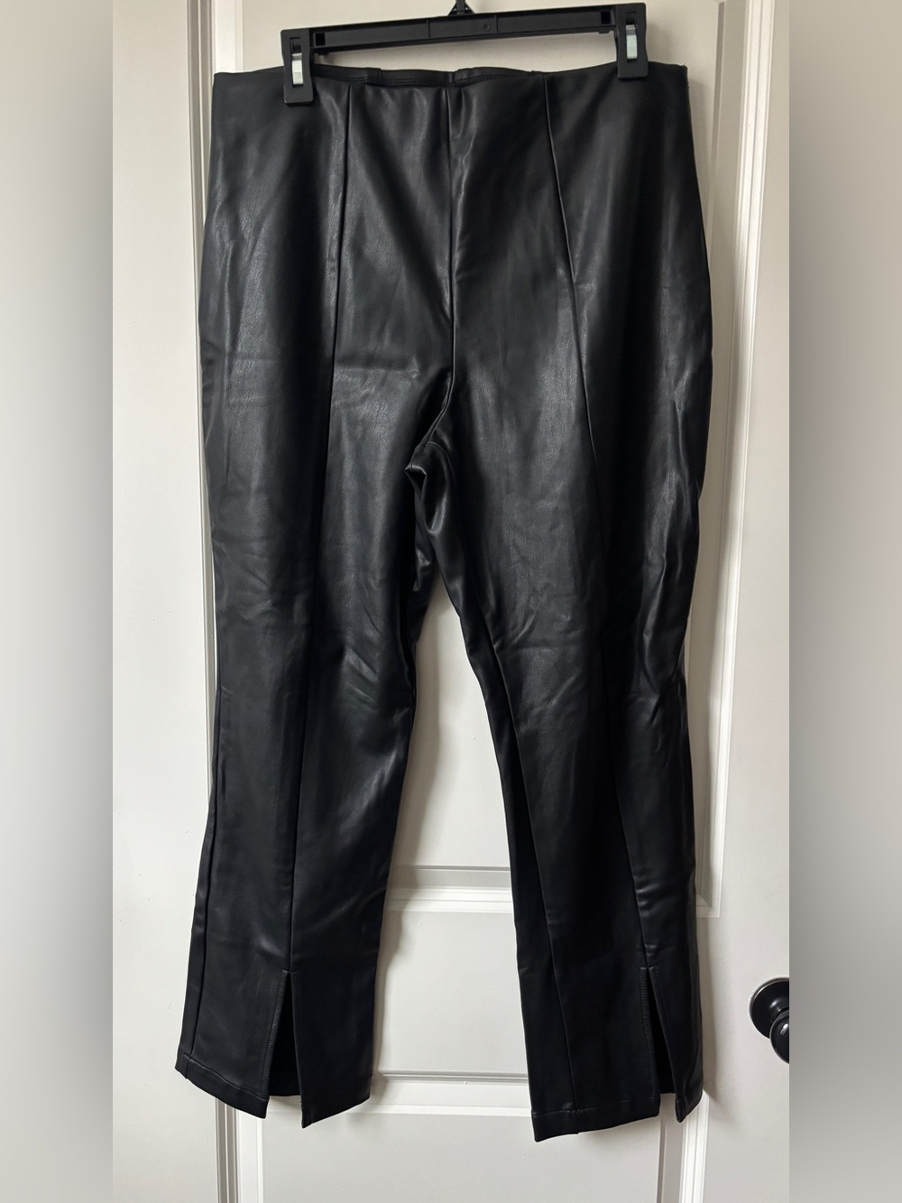 Maeve Black Faux Leather Tapered Pants